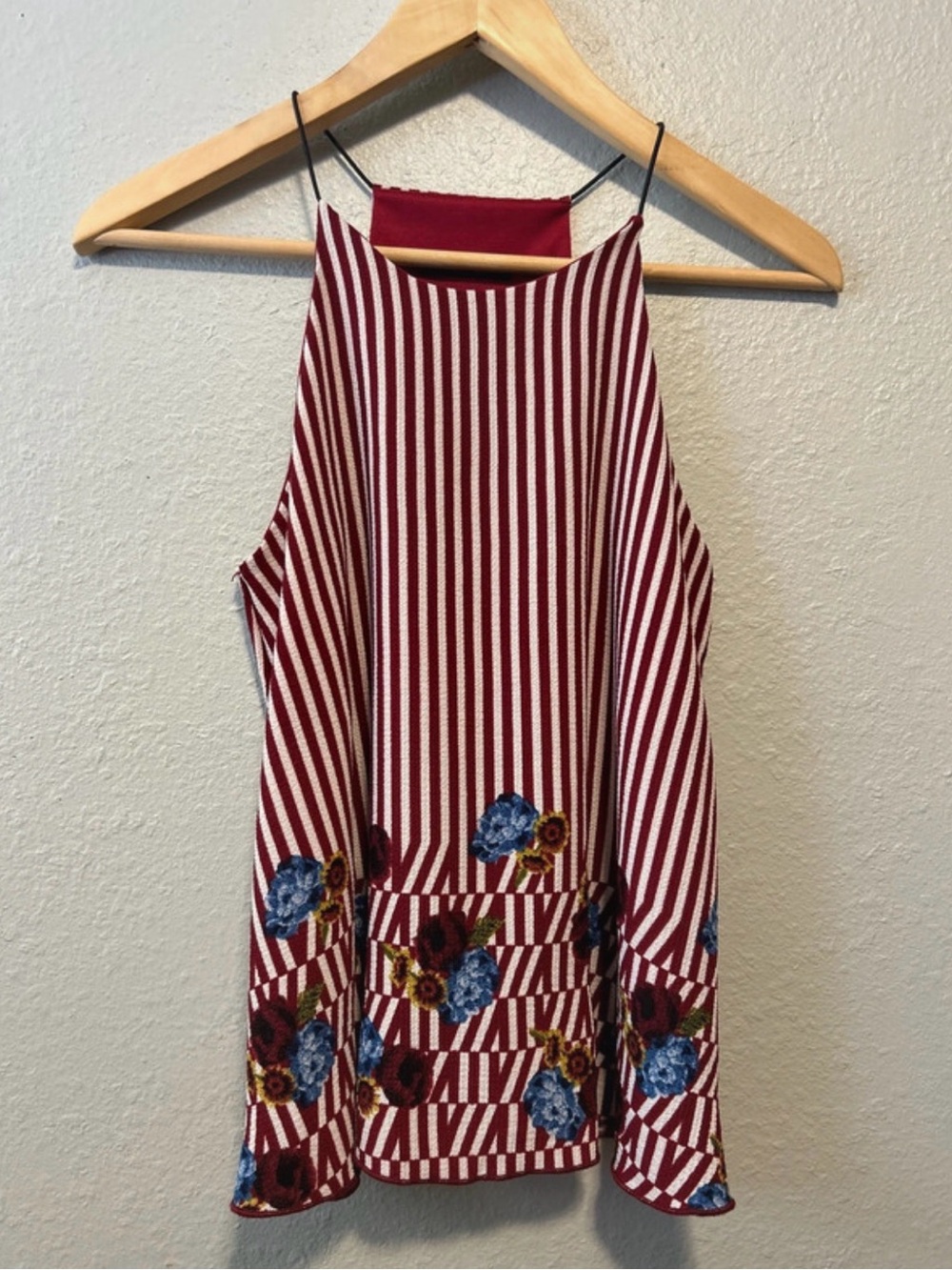 Y2K Papermoon Striped Floral Halter Top